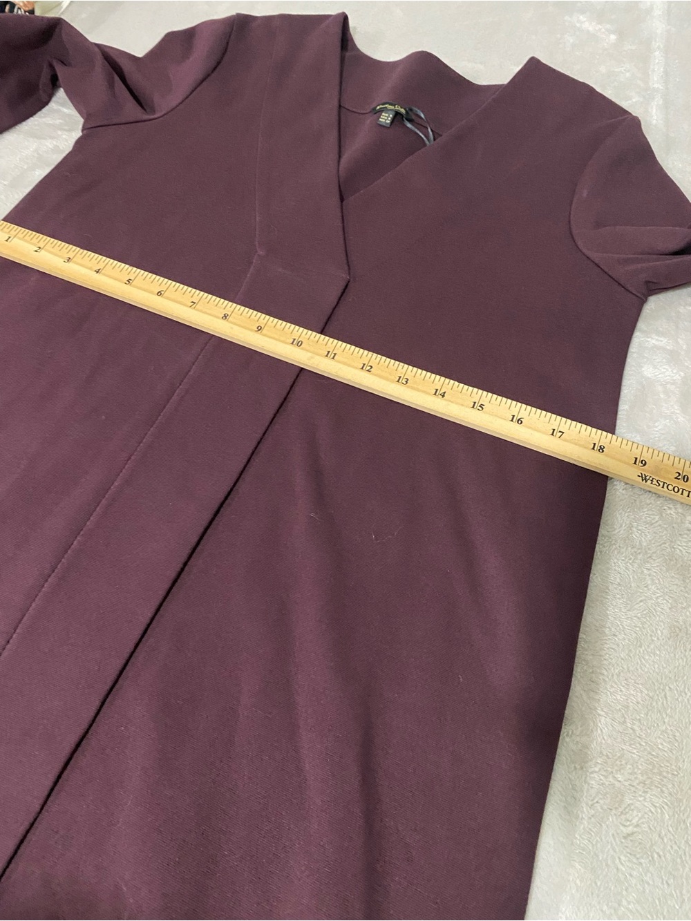Massimo Dutti Burgundy Plum V-Neck Long Sleeve Dress - Picture 15 of 16